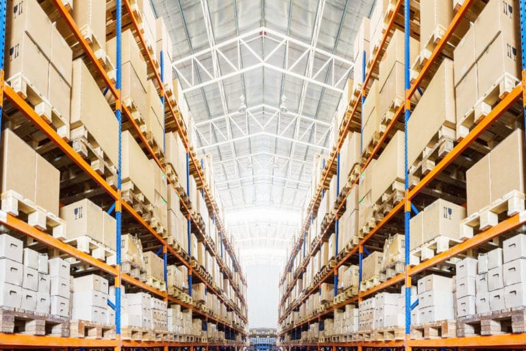 Warehouse stock image highlighting excess stock