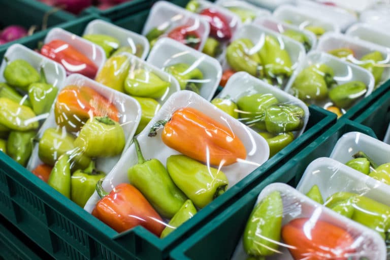 Packaged Peppers in crates